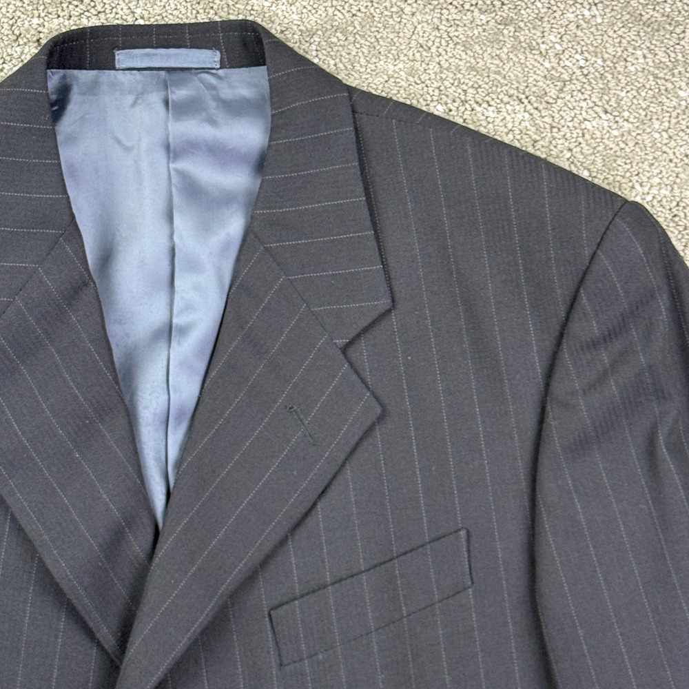 Bill Kaiserman 100% Wool Blazer Sport Coat 40S Black Pinstripe USA Union Made